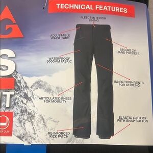 NWT GERRY STRETCH SNOW PANT /Technical Waterproof Black Pants size L